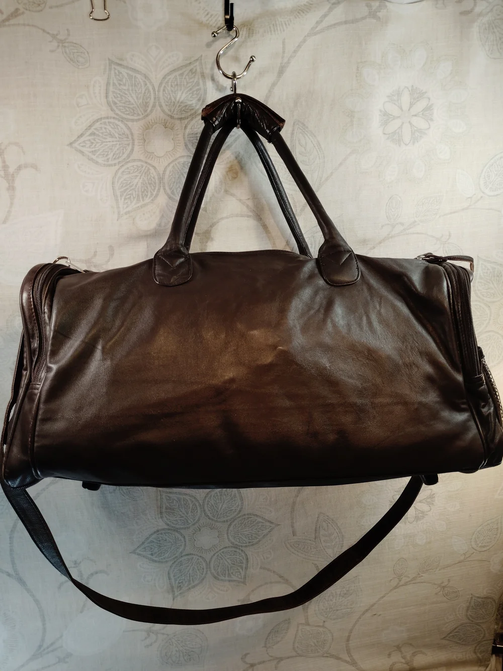 Hi Pro Faux Leather Duffel Bag in Dark Brown - Spacious Travel Carryall